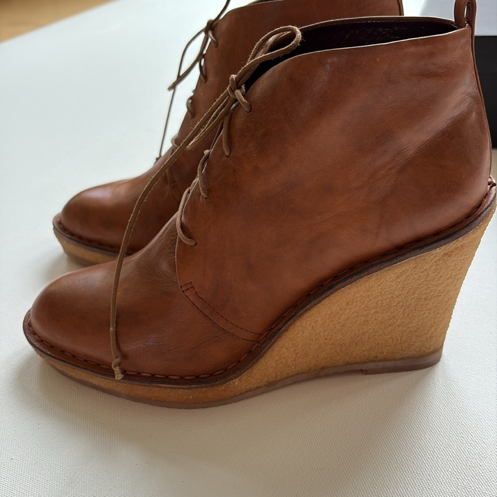 Marc By Marc Jacobs Cognac Leather Wedge Booties-NIB-Brown-Size 8.5-9 - Picture 9 of 14